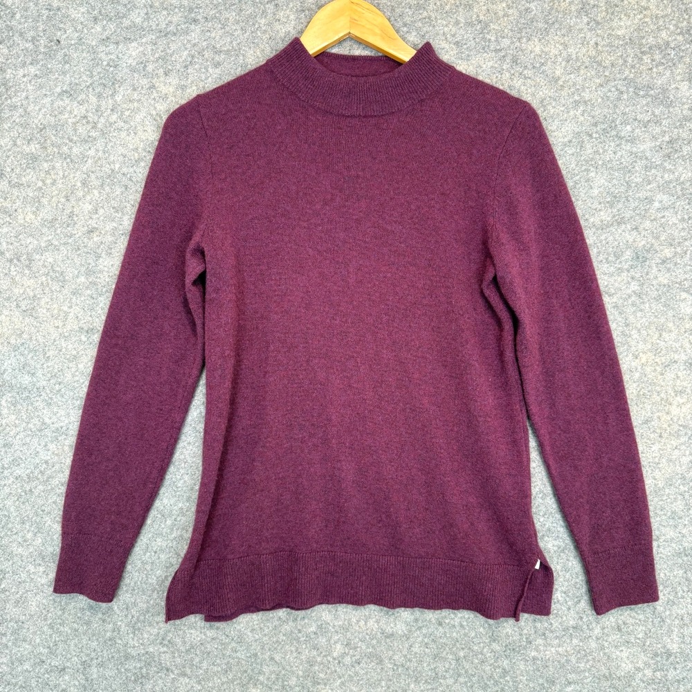 J Crew 100% Cashmere Sweater Womens Small Ribbed Trim Dark Red Soft Luxury‎ Crew